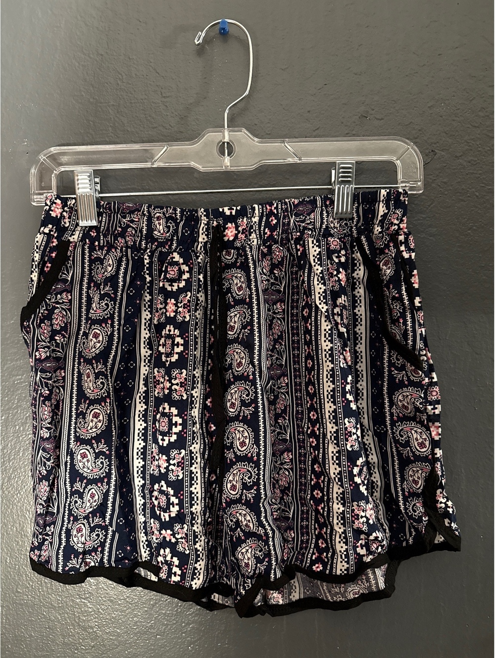 C-mode Women's Blue and Pink Printed Casual Shorts with Tags